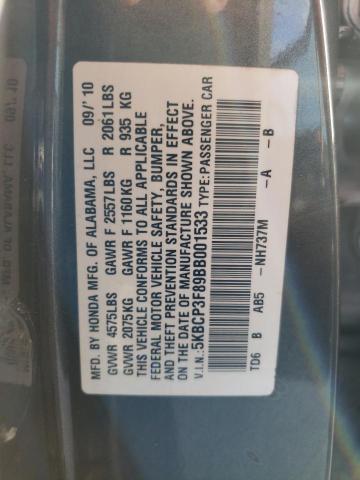 5KBCP3F89BB001533 - 2011 HONDA ACCORD EXL GRAY photo 12