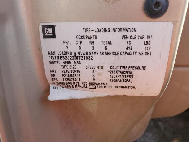 1G1NE52J22M721032 - 2002 CHEVROLET MALIBU LS GOLD photo 12