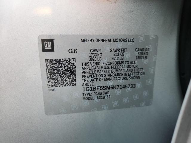 1G1BE5SM6K7145733 - 2019 CHEVROLET CRUZE LT SILVER photo 12