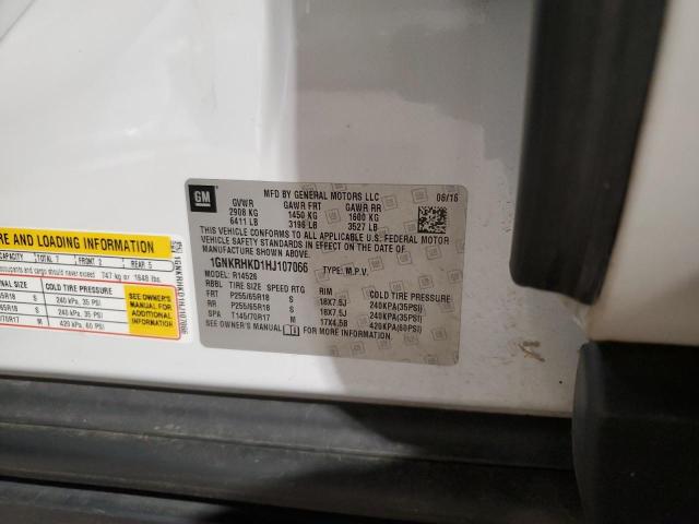 1GNKRHKD1HJ107066 - 2017 CHEVROLET TRAVERSE LT WHITE photo 14