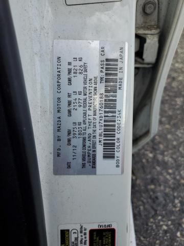 JM1BL1U7XD1760188 - 2013 MAZDA 3 I WHITE photo 12