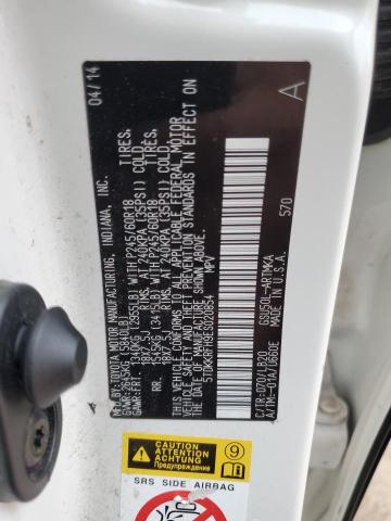 5TDKKRFH9ES020854 - 2014 TOYOTA HIGHLANDER XLE WHITE photo 14