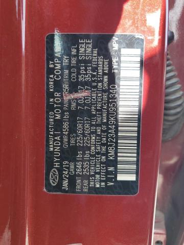 KM8J23A49KU951340 - 2019 HYUNDAI TUCSON SE RED photo 12