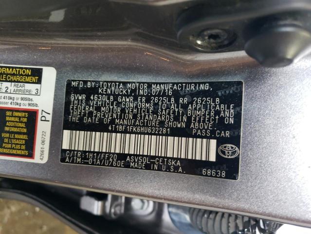 4T1BF1FK6HU632281 - 2017 TOYOTA CAMRY LE SILVER photo 13