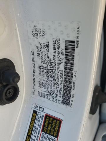 5J6RM4H74GL002809 - 2016 HONDA CR-V EXL WHITE photo 13