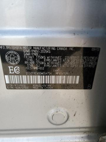 2T3ZFREV0DW054754 - 2013 TOYOTA RAV4 LE 银色 照片 13