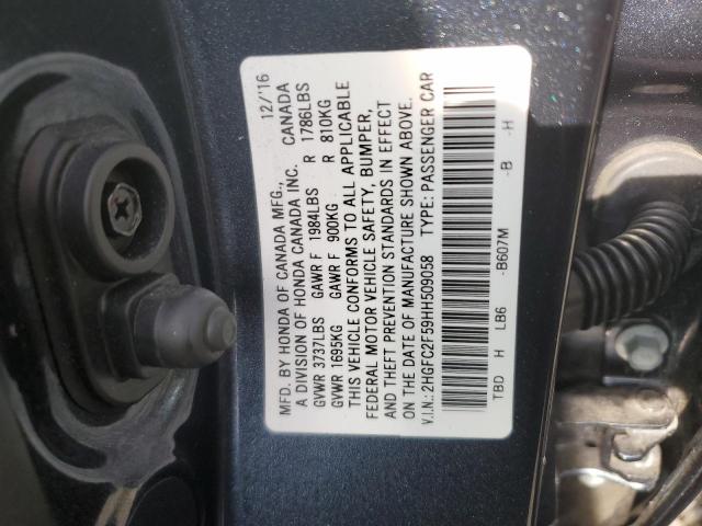 2HGFC2F59HH509058 - 2017 HONDA CIVIC LX Grafit fotoğraf 12