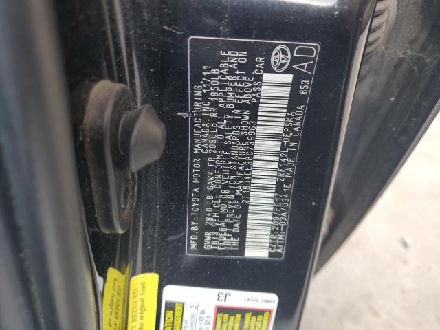 2T1BU4EE3BC739963 - 2011 TOYOTA COROLLA BASE Qara foto 12