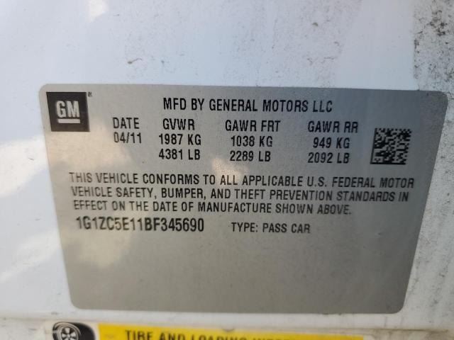 1G1ZC5E11BF345690 - 2011 CHEVROLET MALIBU 1LT WHITE photo 12