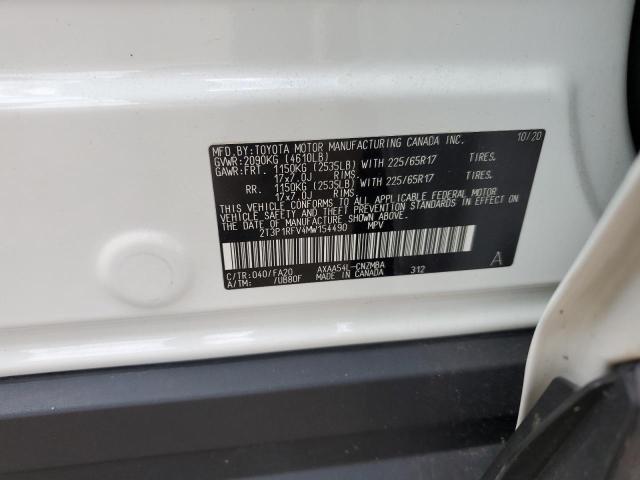 2T3P1RFV4MW154490 - 2021 TOYOTA RAV4 XLE WHITE photo 13