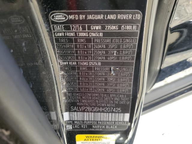 SALVP2BG6HH207425 - 2017 LAND ROVER RANGE ROVE SE BLACK photo 13