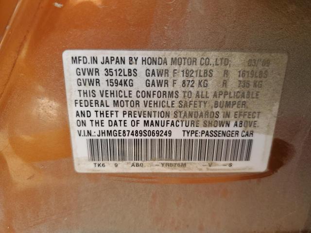 JHMGE87489S069249 - 2009 HONDA FIT SPORT 橙色 照片 12