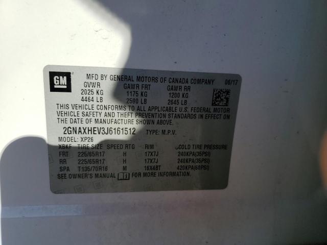 2GNAXHEV3J6161512 - 2018 CHEVROLET EQUINOX LS თეთრი ფოტო 12