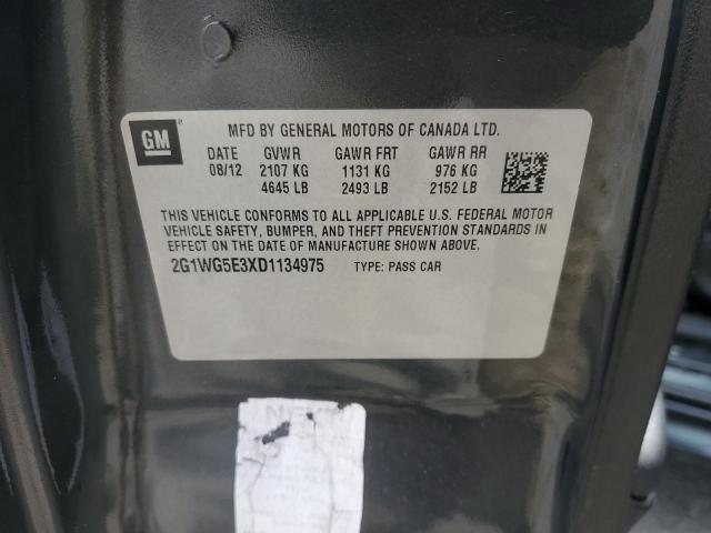 2G1WG5E3XD1134975 - 2013 CHEVROLET IMPALA LT Siyah fotoğraf 12