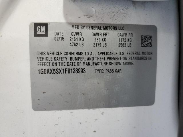 1G6AX5SX1F0128993 - 2015 CADILLAC CTS LUXURY COLLECTION 白色 照片 12