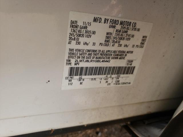 2LMTJ8LR1GBL46442 - 2016 LINCOLN MKX RESERVE 白色 照片 13