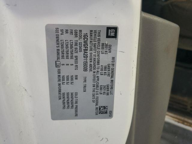 1GCWGFBA2D1159309 - 2013 CHEVROLET EXPRESS G2 WHITE photo 13