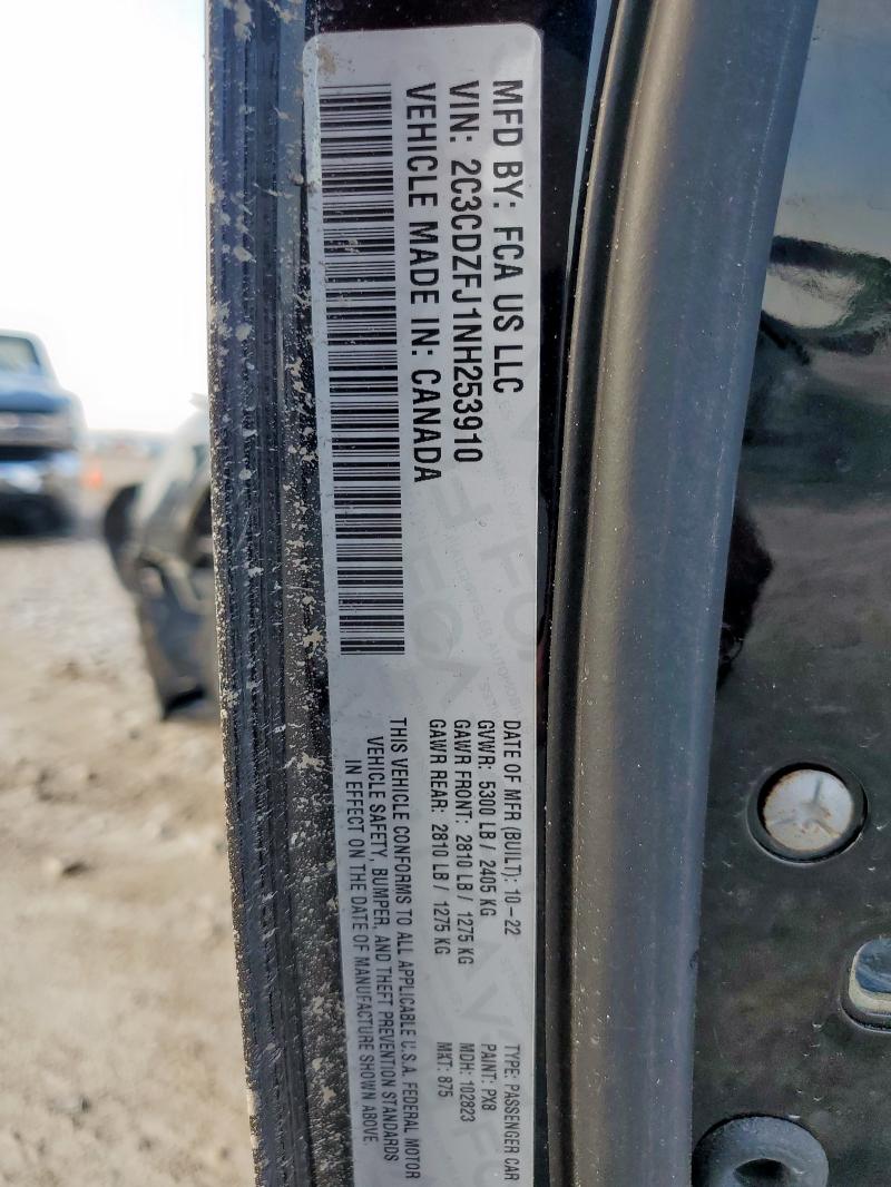 2C3CDZFJ1NH253910 - 2022 DODGE CHALLENGER R/T SCAT PACK BLACK photo 12