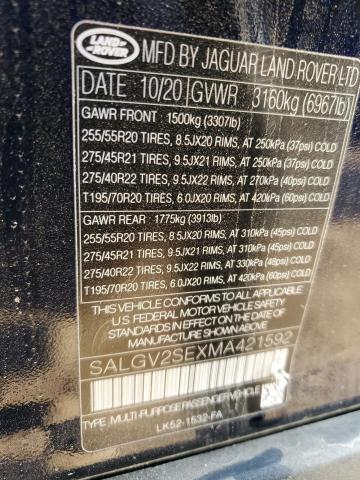 SALGV2SEXMA421592 - 2021 LAND ROVER RANGE ROVE AUTOBIOGRAPHY BLUE photo 14