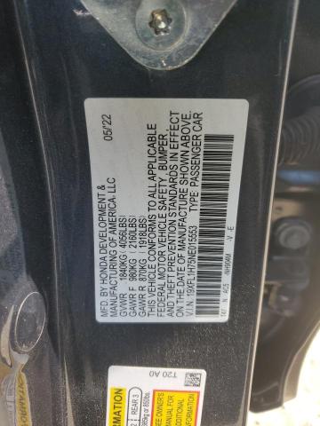 19XFL1H75NE015553 - 2022 HONDA CIVIC EXL GRAY photo 14