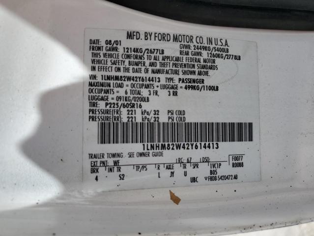 1LNHM82W42Y614413 - 2002 LINCOLN TOWN CAR SIGNATURE WHITE photo 12