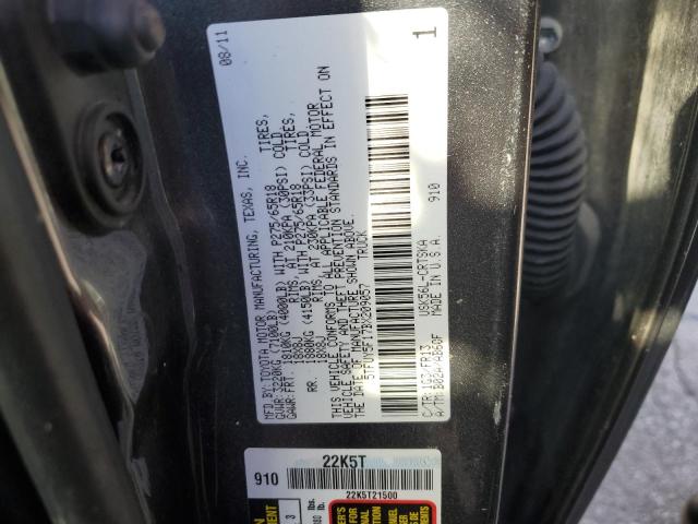 5TFUY5F17BX209057 - 2011 TOYOTA TUNDRA DOUBLE CAB SR5 GRAY photo 12