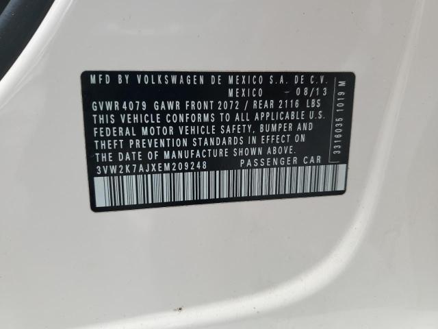 3VW2K7AJXEM209248 - 2014 VOLKSWAGEN JETTA BASE თეთრი ფოტო 12