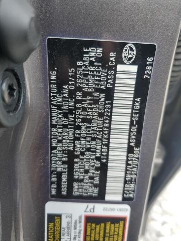 4T4BF1FK4FR472291 - 2015 TOYOTA CAMRY LE CHARCOAL photo 12