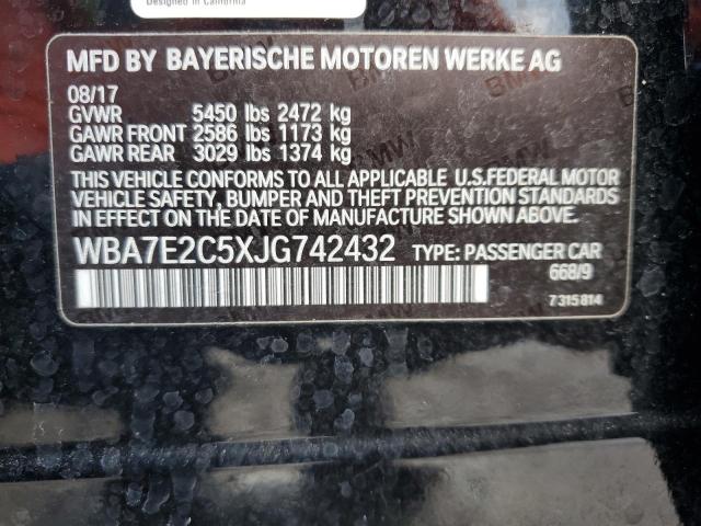 WBA7E2C5XJG742432 - 2018 BMW 740 I BLACK photo 12