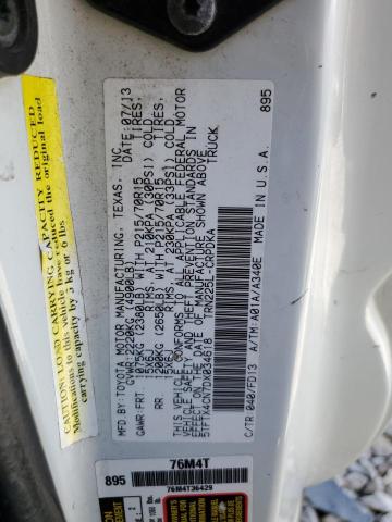 5TFTX4CN7DX034618 - 2013 TOYOTA TACOMA ACCESS CAB თეთრი ფოტო 13