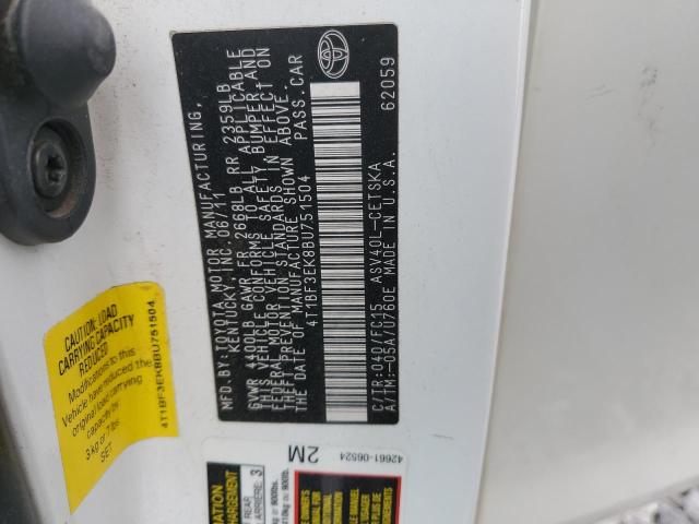 4T1BF3EK8BU751504 - 2011 TOYOTA CAMRY BASE თეთრი ფოტო 12