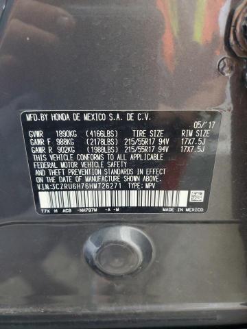 3CZRU6H76HM726271 - 2017 HONDA HR-V EXL ნაცრისფერი ფოტო 13