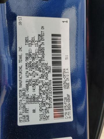 5TFUY5F11EX337816 - 2014 TOYOTA TUNDRA DOUBLE CAB SR/SR5 BLUE photo 12