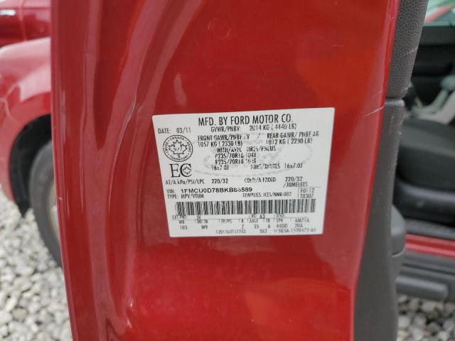 1FMCU0D78BKB86589 - 2011 FORD ESCAPE XLT Қызыл фото 13