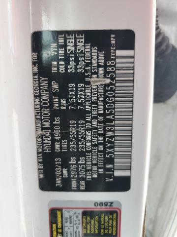 5XYZW3LA5DG052588 - 2013 HYUNDAI SANTA FE SPORT WHITE photo 13