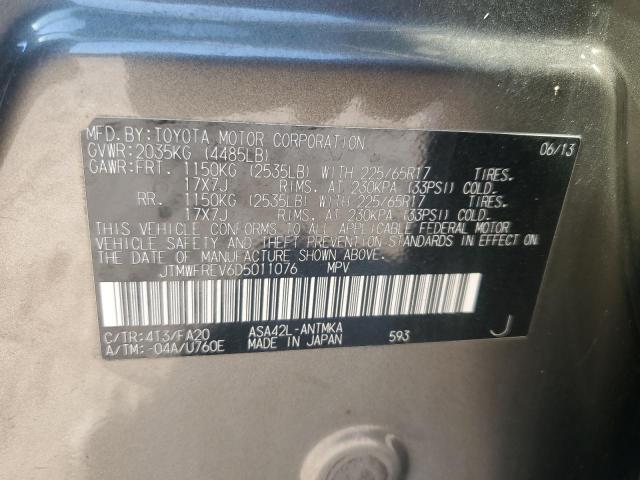 JTMWFREV6D5011076 - 2013 TOYOTA RAV4 XLE BROWN photo 13