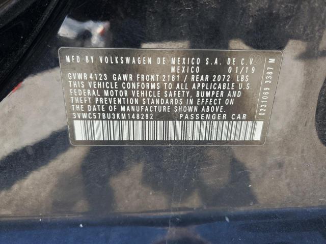 3VWC57BU3KM148292 - 2019 VOLKSWAGEN JETTA S BLACK photo 12