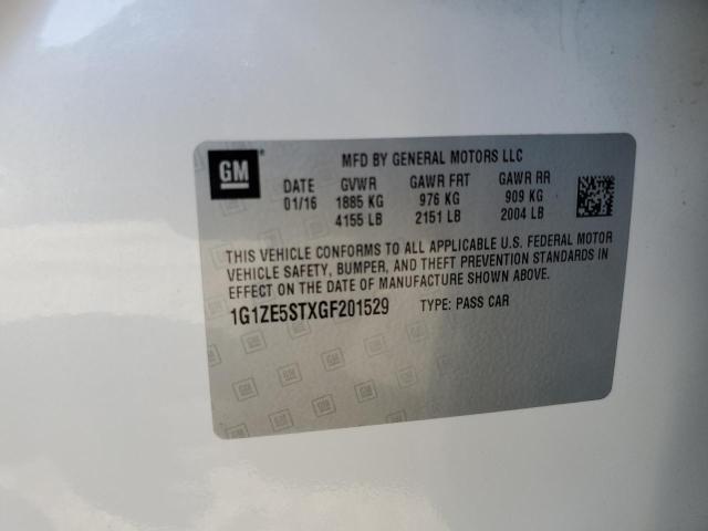 1G1ZE5STXGF201529 - 2016 CHEVROLET MALIBU LT WHITE photo 13