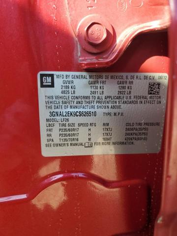 3GNAL2EK9CS626510 - 2012 CHEVROLET CAPTIVA SPORT RED photo 14