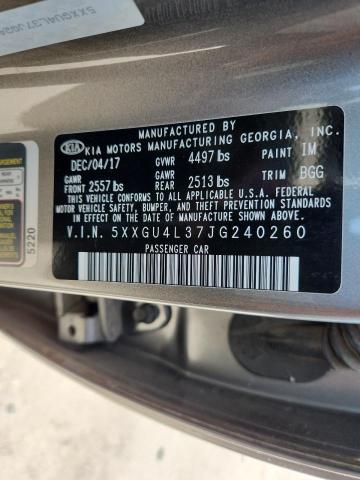 5XXGU4L37JG240260 - 2018 KIA OPTIMA EX 灰色 照片 12