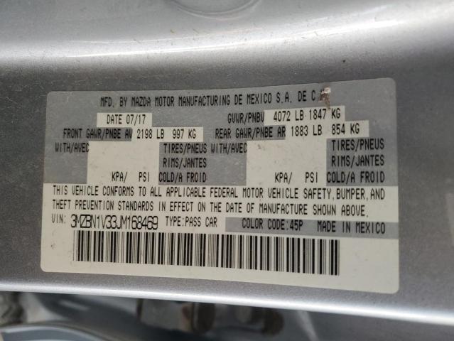 3MZBN1V33JM168469 - 2018 MAZDA 3 TOURING 银色 照片 12