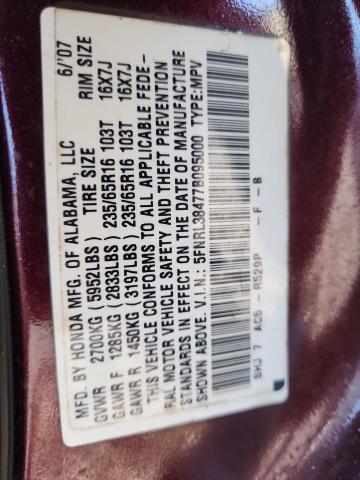 5FNRL38477B095000 - 2007 HONDA ODYSSEY EX BURGUNDY photo 13