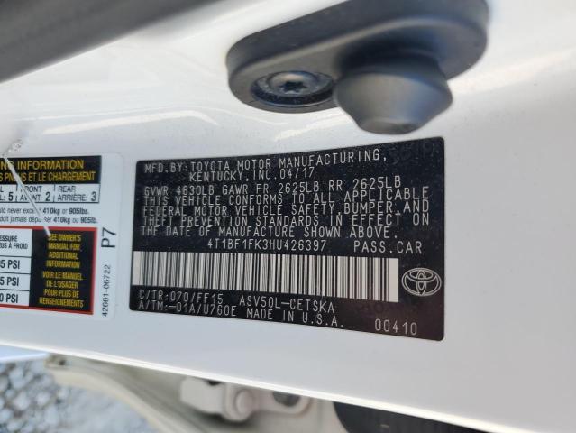 4T1BF1FK3HU426397 - 2017 TOYOTA CAMRY LE WHITE photo 12
