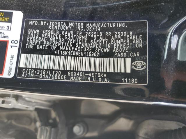 4T1BK1EB6EU116902 - 2014 TOYOTA AVALON BASE Սև լուսանկար 12