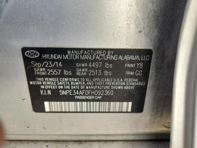 5NPE34AF0FH092360 - 2015 HYUNDAI SONATA SPORT SILVER photo 12