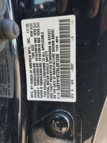 5J6YH18726L001249 - 2006 HONDA ELEMENT EX შავი ფოტო 13