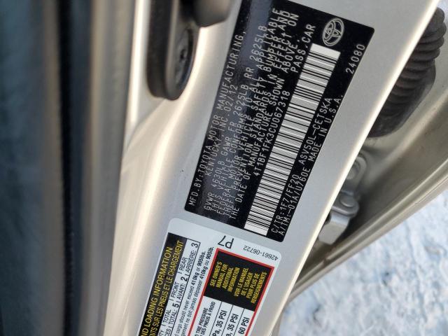 4T1BF1FK3CU067318 - 2012 TOYOTA CAMRY BASE SILVER photo 12