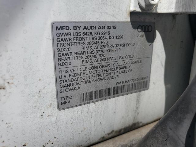 WA1LHAF70KD038527 - 2019 AUDI Q7 PREMIUM PLUS Սպիտակ լուսանկար 14