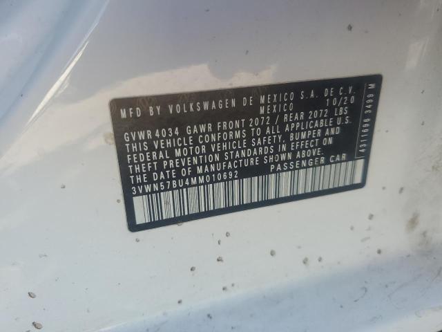 3VWN57BU4MM010692 - 2021 VOLKSWAGEN JETTA S WHITE photo 12