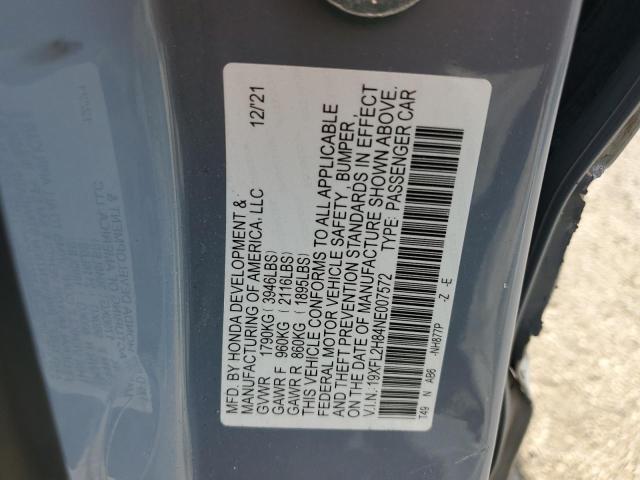 19XFL2H84NE007572 - 2022 HONDA CIVIC SPORT ნაცრისფერი ფოტო 12